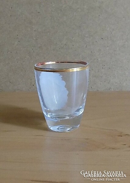 Olaszország Misurina emlék kicsi arany szélű üveg pohár 5 cm (2/p)