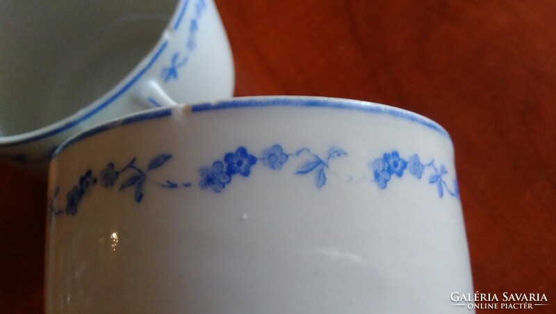 Antik jelzett Zsolnay teás-kávés csészék párban , nagyon ritka kék nefelejcs virág mintával