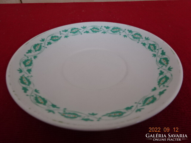 Zsolnay porcelán antik teáscsésze alátét, zöld mintás, átmérője 15,5 cm. Vanneki! Jókai.