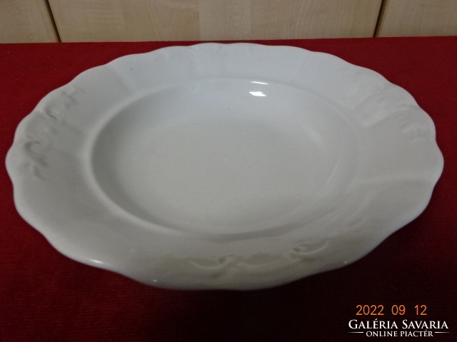 Zsolnay porcelán antik, nyomott mintás mélytányér, átmérője 23 cm. Jókai.