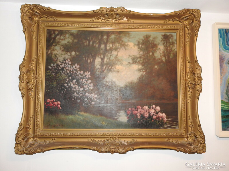 Torday Székely - castle park - oil / canvas painting with a huge blondel frame