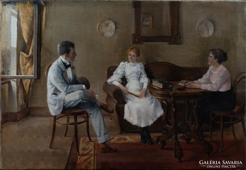 Attributed to Geza Udvary (1872-1932): family afternoon