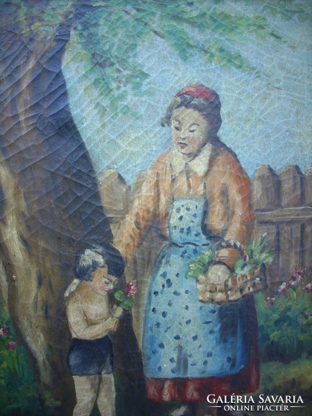 Oil painting in antique shape