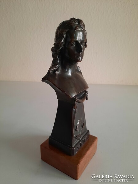 Schiller statue, patinated pewter on a marble base