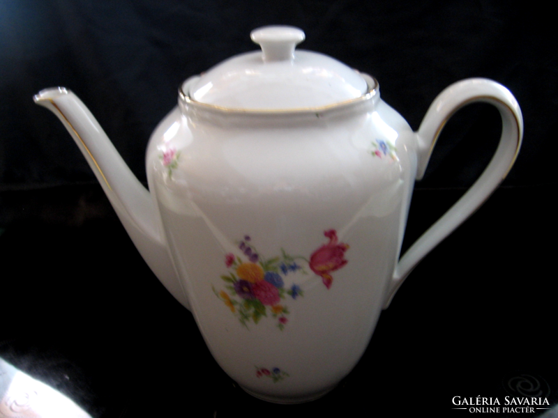 Stadtlengsfeld teapot, jug with tulips and rose bouquet pattern