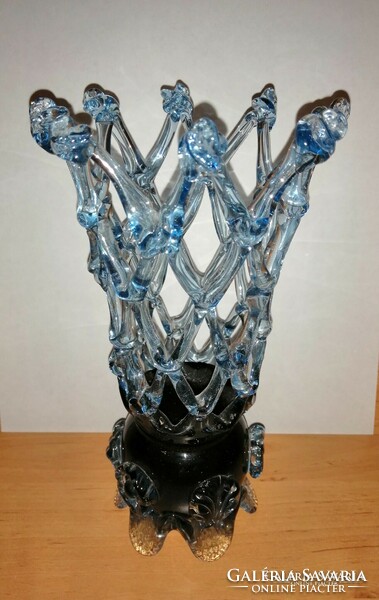 Old artistic openwork glass vase 25.5 cm (8 / d)