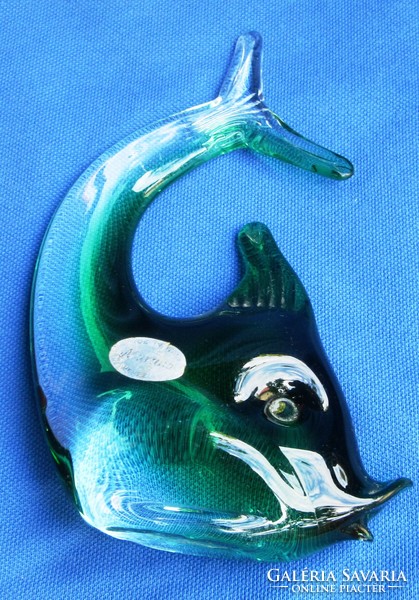 Handcrafted Murano glass fish, marked, slightly defective, 15.8 cm high.