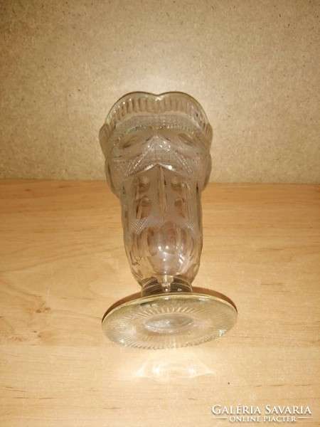 Antik talpas üveg váza 16 cm magas (1/d)