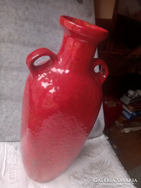 Retro Pesthidegkúti kerámia váza, 37 cm - kádári szocialista luxus design- minimális lepattanással