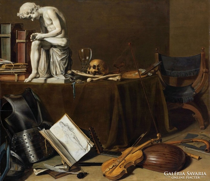 Pieter claesz - still life with statue - blindfold canvas reprint