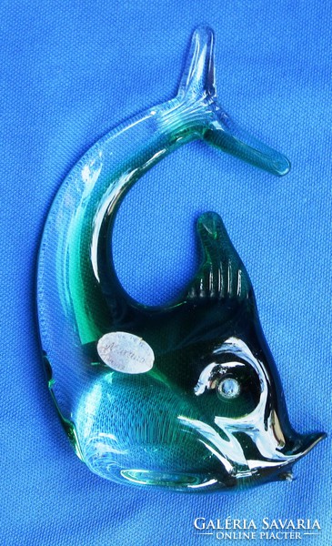 Handcrafted Murano glass fish, marked, slightly defective, 15.8 cm high.