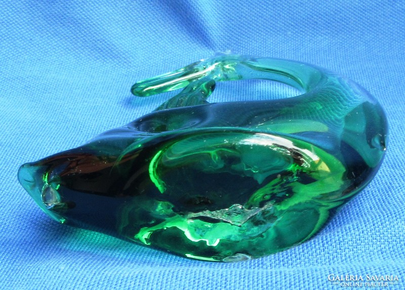 Handcrafted Murano glass fish, marked, slightly defective, 15.8 cm high.