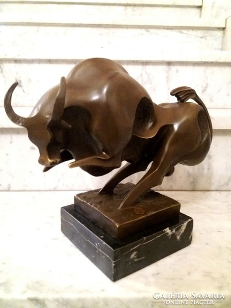 Cubist style bull - bronze sculpture artwork