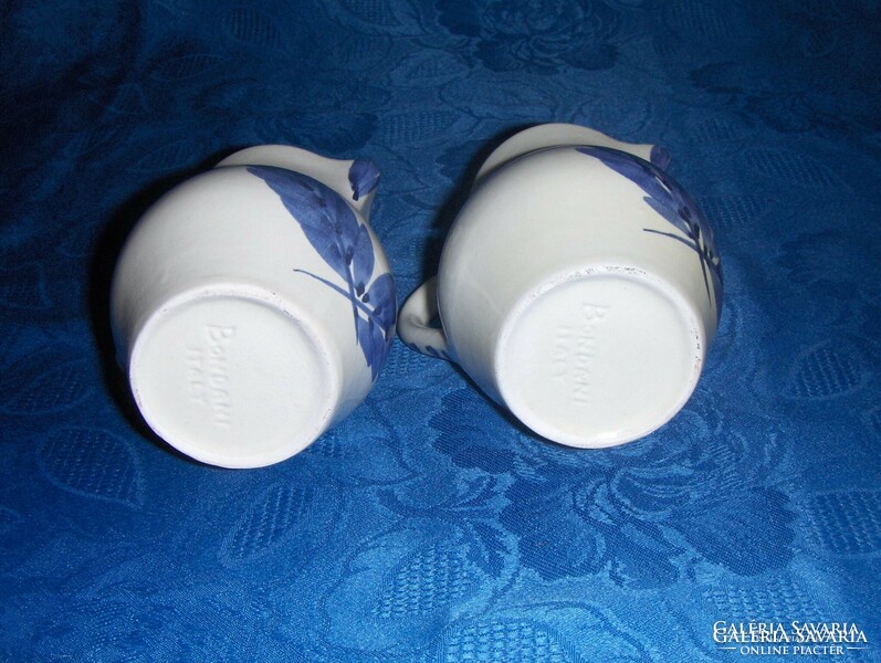 Italian souvenir glazed ceramic jug with handle in a pair (28/d)