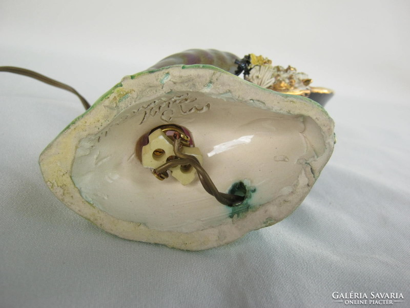 Marked ceramic shell-shaped lamp
