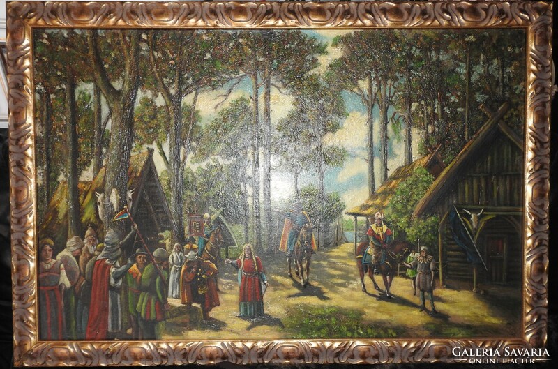 Antique Flemish painting - oil / canvas - in a baroque gilded frame