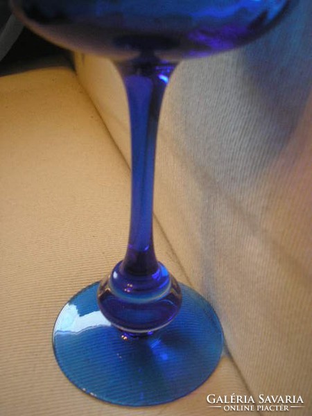 Antique art glass ball stem glasses in beautiful blue-yellow color 24 cm discounted