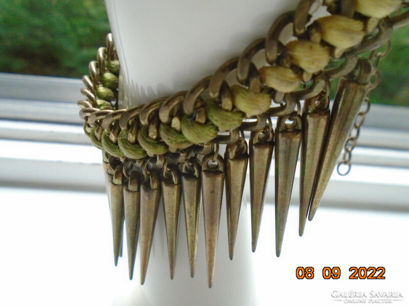 Goth style gilded solid copper spiked necklace