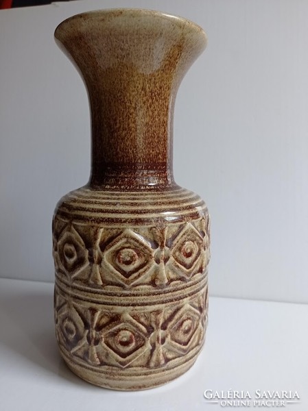 Retro glazed beige ceramic vase