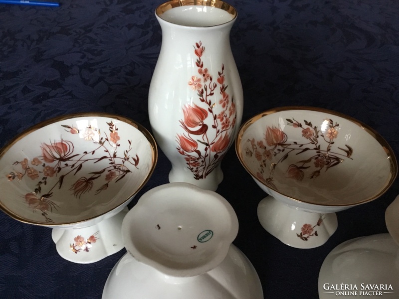 Lithuanian jiesia porcelain, ice cream, for 4 people, richly gilded, delicious thin