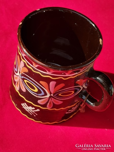 Antique ceramic wall decoration, ceramic black mug, hand painted ceramic mug, gift old wall hanger