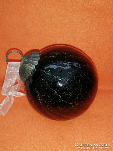 Glass sphere with cracked pattern, Christmas tree ornament or window ornament.