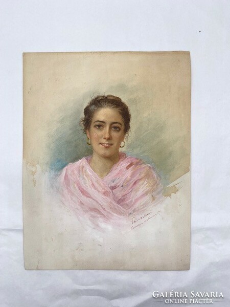 Vittorio Tessari: Portrait of a Venetian Lady (1901) (f318)