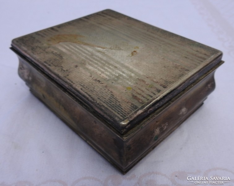 Antique silver-plated art deco box - gift box - lined with wood inside