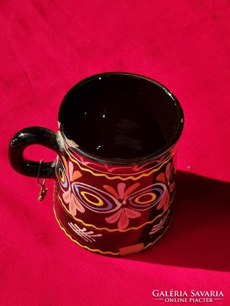 Antique ceramic wall decoration, ceramic black mug, hand painted ceramic mug, gift old wall hanger