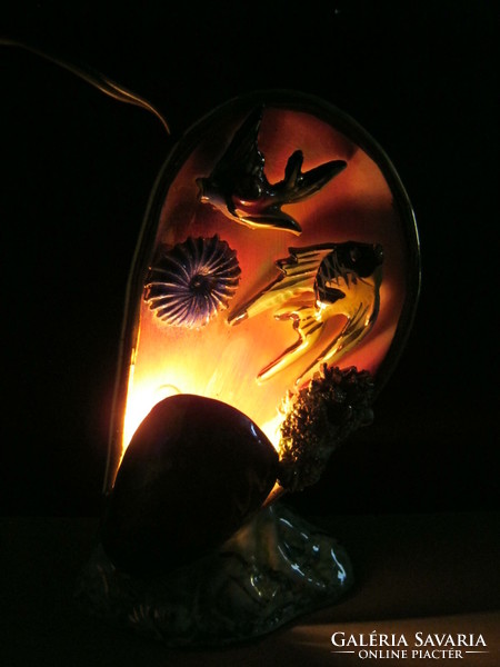 Marked ceramic shell-shaped lamp