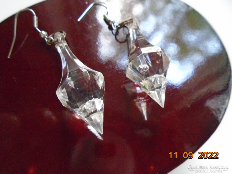 Spectacular polished, faceted clear stone earrings