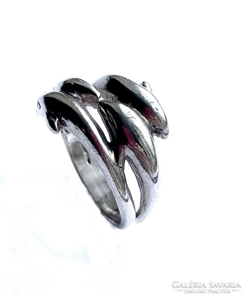 Silver dolphin ring 54m