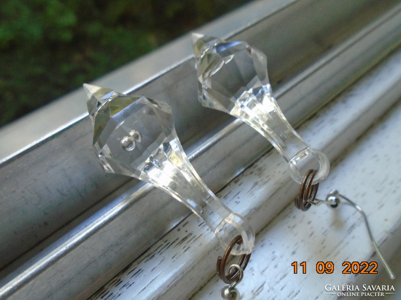 Spectacular polished, faceted clear stone earrings