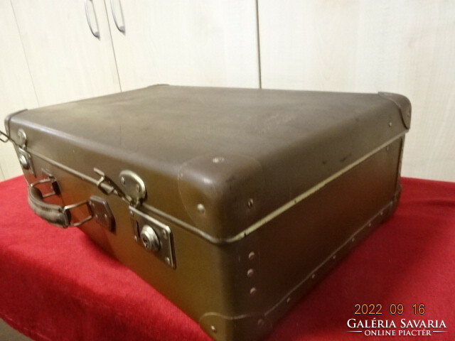 Antique, original, Czechoslovakian, brown vulcan fiber suitcase. He has! Jokai.