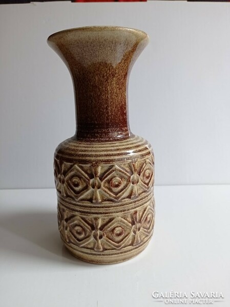 Retro glazed beige ceramic vase