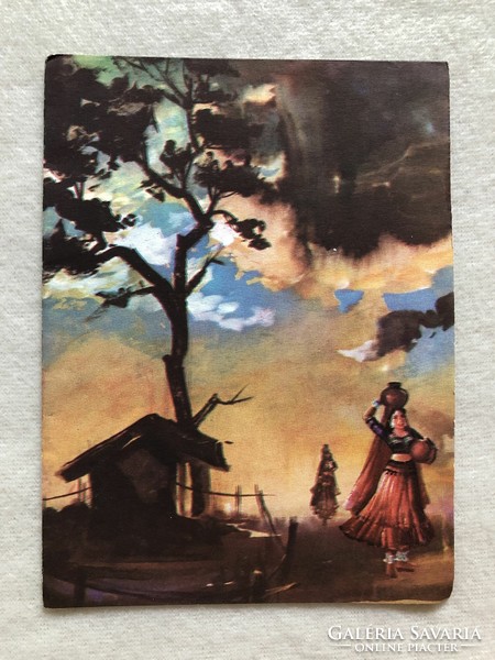 Old Graphic Christmas Card, Greeting Card - India - Large Size !!