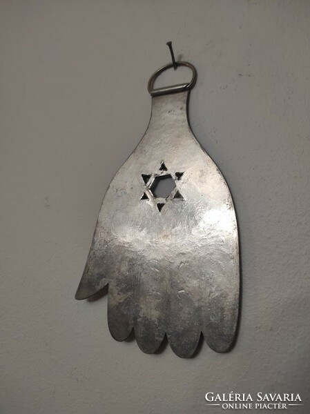 Antik zsidó védő kéz hamsza Fatima keze fali dísz Dávid csillag motívum judaika 5890