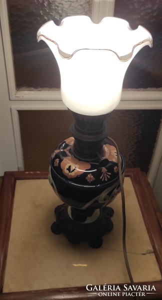 Art Nouveau antique table lamp, majolica table lamp, bedside lamp electrified! R.Dietmar wien