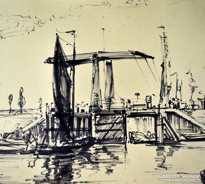 Western European painter (1969?) : Holland hardinxweld canal bridge