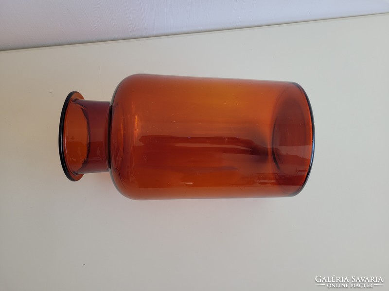 Old vintage large size brown pharmacy flanged glass pharmacy glass pharmacy pot