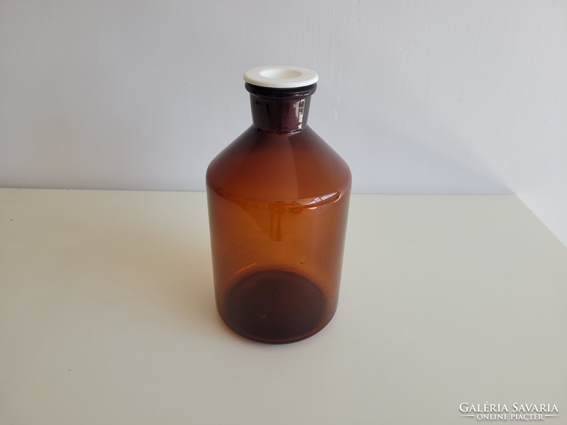 Régi vintage nagy 3 literes barna patikai üveg patikaüveg gyógyszertári palack