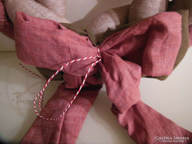 Christmas - new - diameter 40 cm - wreath - bow 50 cm - braid diameter 6 cm - handmade - cotton - German