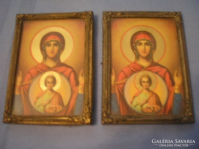 U1 antique images of saints + bone carvings, copper-framed glazed frames for sale on the wall or on the road