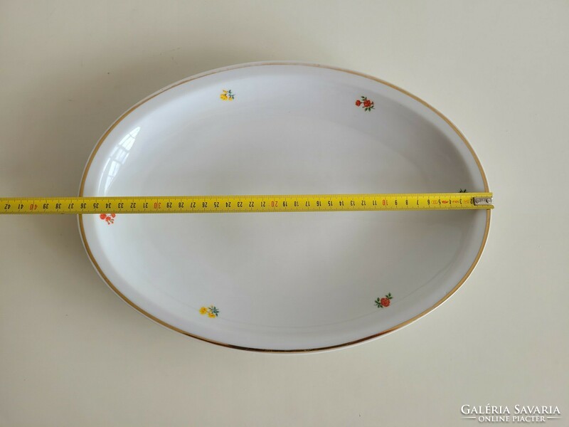 3 db régi Zsolnay nagy porcelán tál virágmintás ovális és szögletes kínáló