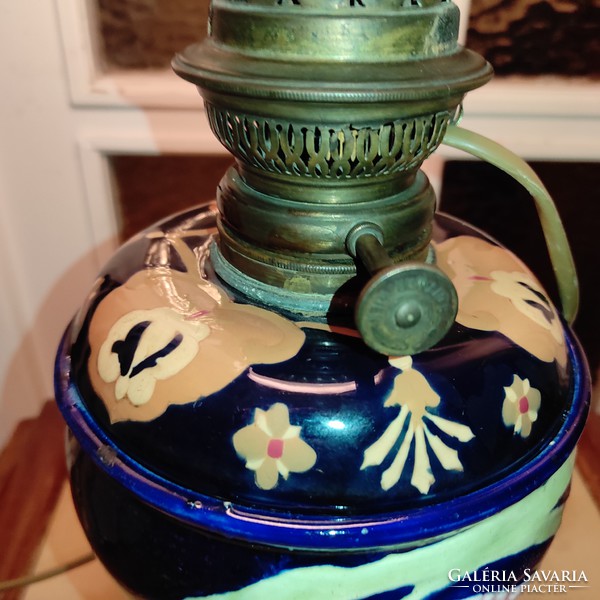 Art Nouveau antique table lamp, majolica table lamp, bedside lamp electrified! R.Dietmar wien