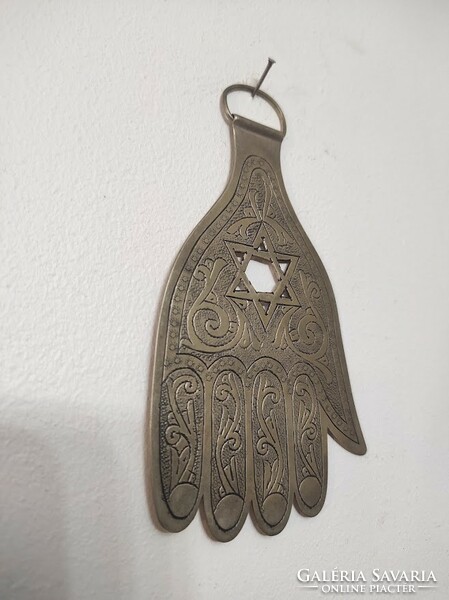 Antique Jewish protective hand hamsa hand of Fatima wall ornament star of David motif Judaica 5890