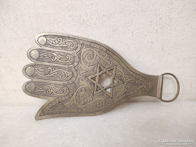 Antique Jewish protective hand hamsa hand of Fatima wall ornament star of David motif Judaica 5890
