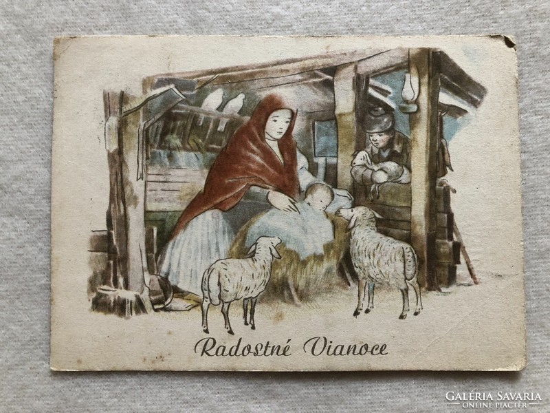 Old graphic Christmas card, postcard