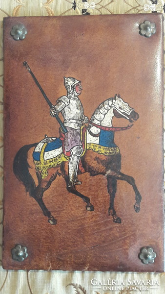 Középkori lovagos bőr kép (M3000)
