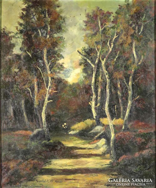 Hungarian artist 1960: forest road